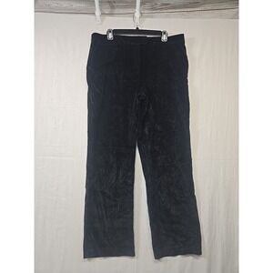 Vintage Talbots Pants 16 Black Velvet Velour‎ Stretch Straight Leg High Waisted